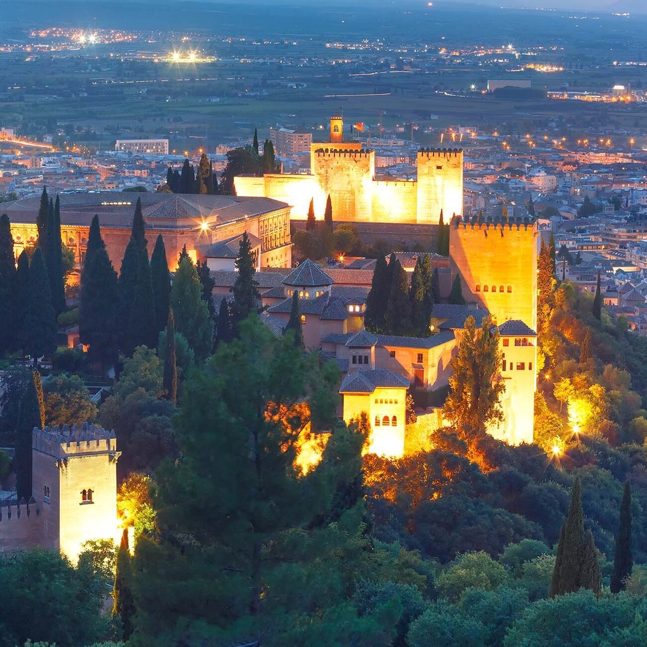 Alhambra at sunset in Granada, Andalusia, trip 2 Spain